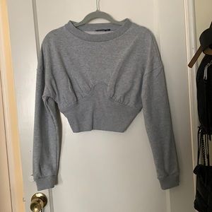 Nastygal ribbed corset sweatshirt